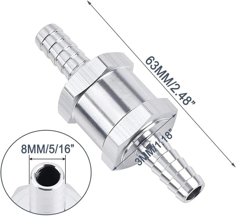 Superall 8mm 5/16" Fuel Non Return One Way Check Valve for Petrol Diesel Fuel Oil Water Aluminium Alloy Accessories - Image 2